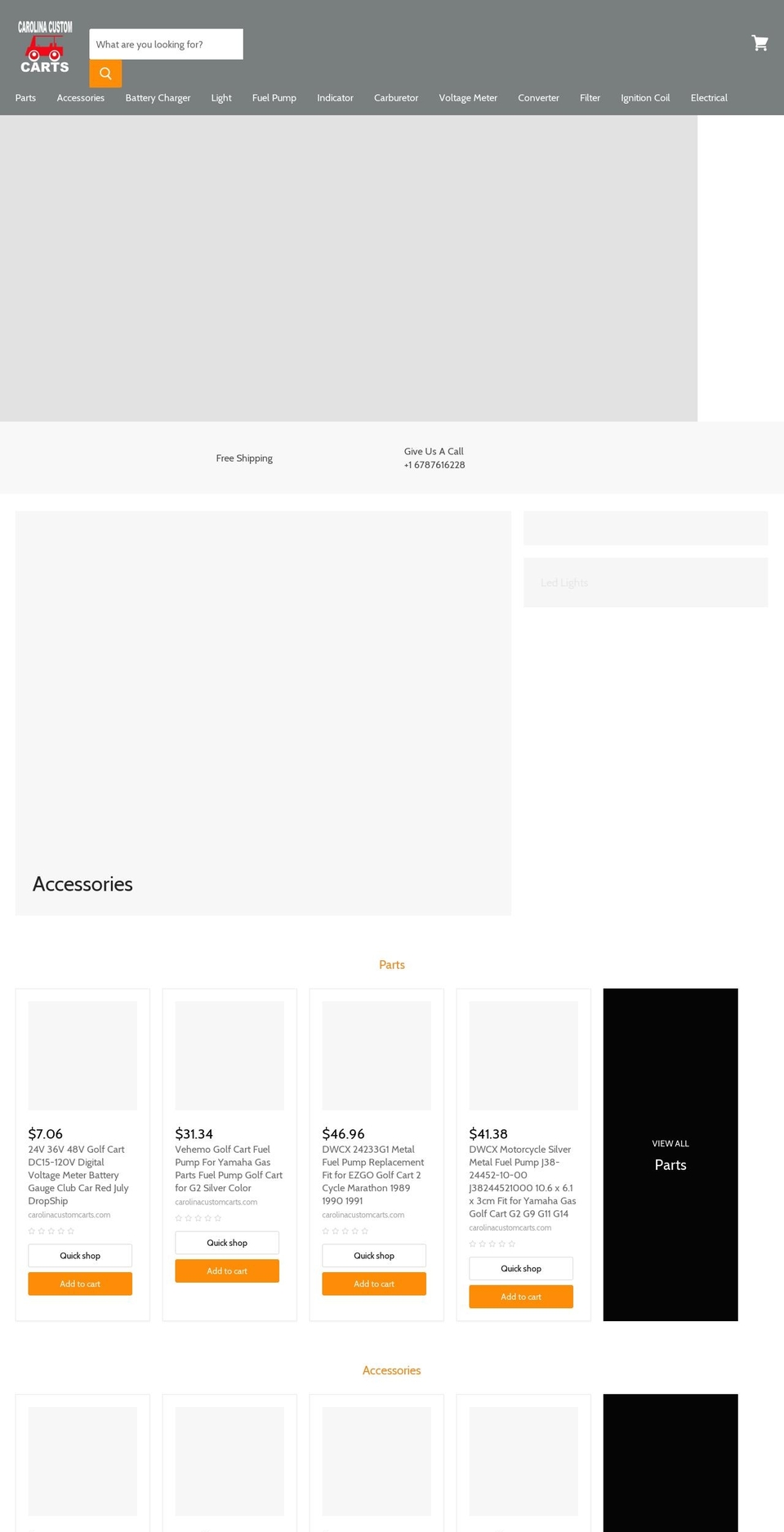 carolinacustomcarts.com — Shopify storefront screenshot