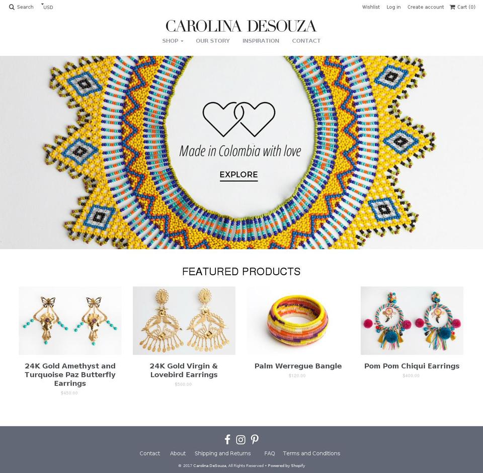 carolinadesouza.com shopify website screenshot
