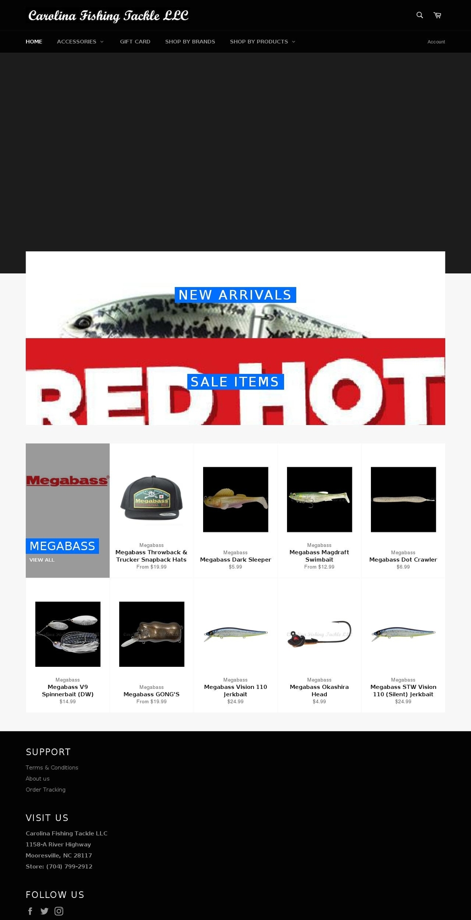 carolinafishingtackle.com shopify website screenshot