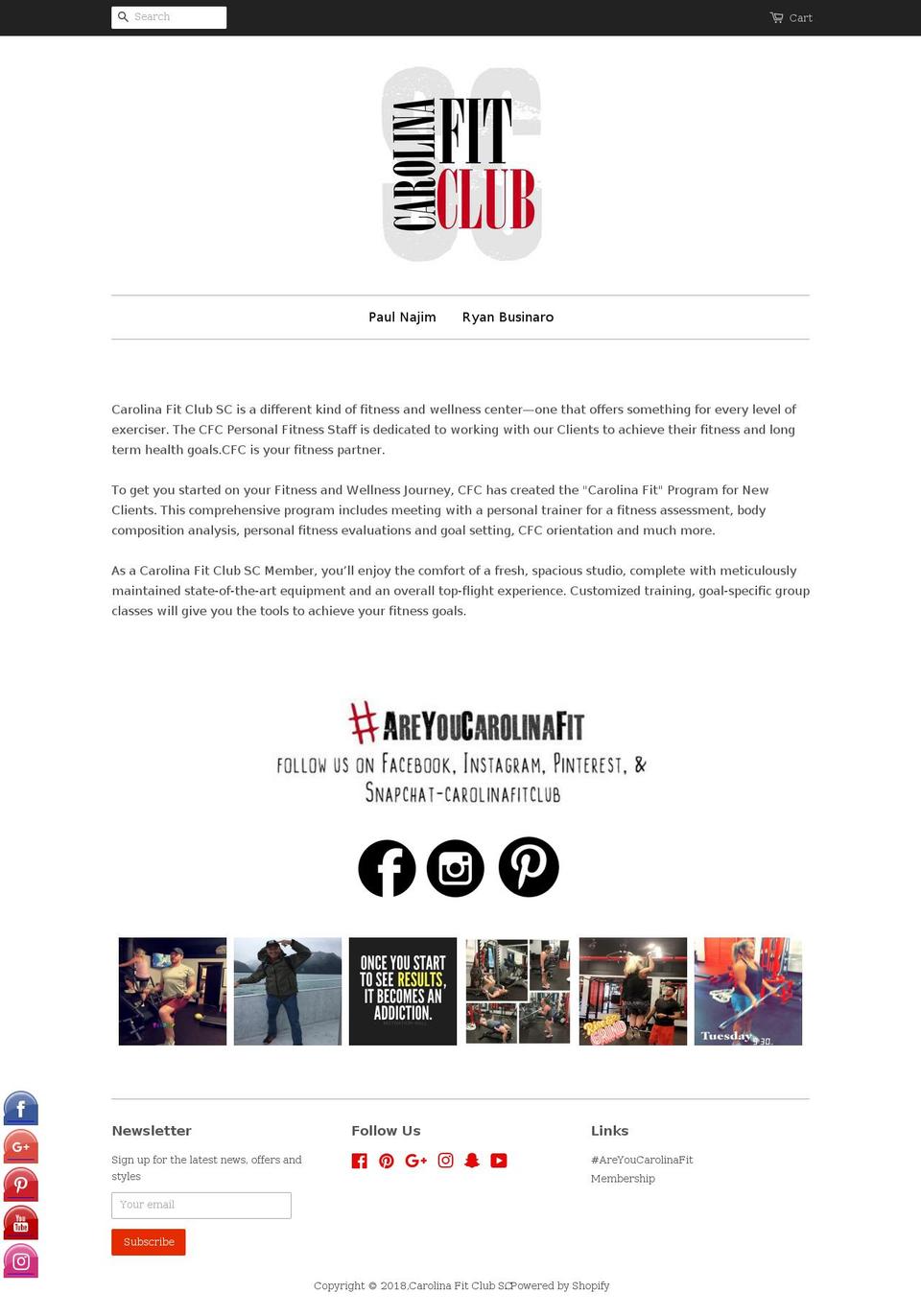 carolinafitclubsc.com — Shopify storefront screenshot