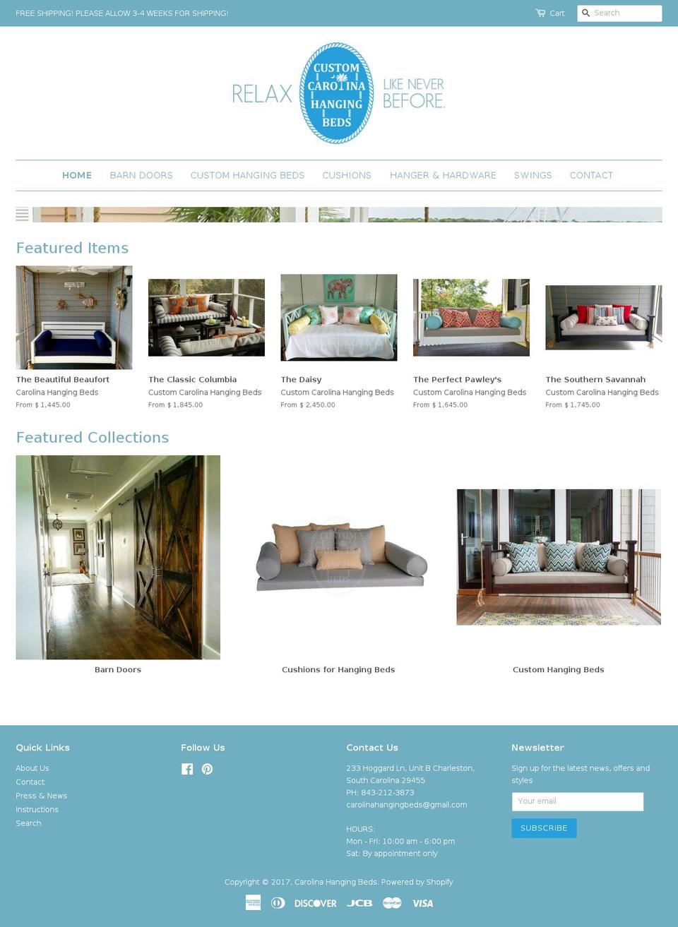 carolinahangingbeds.com shopify website screenshot