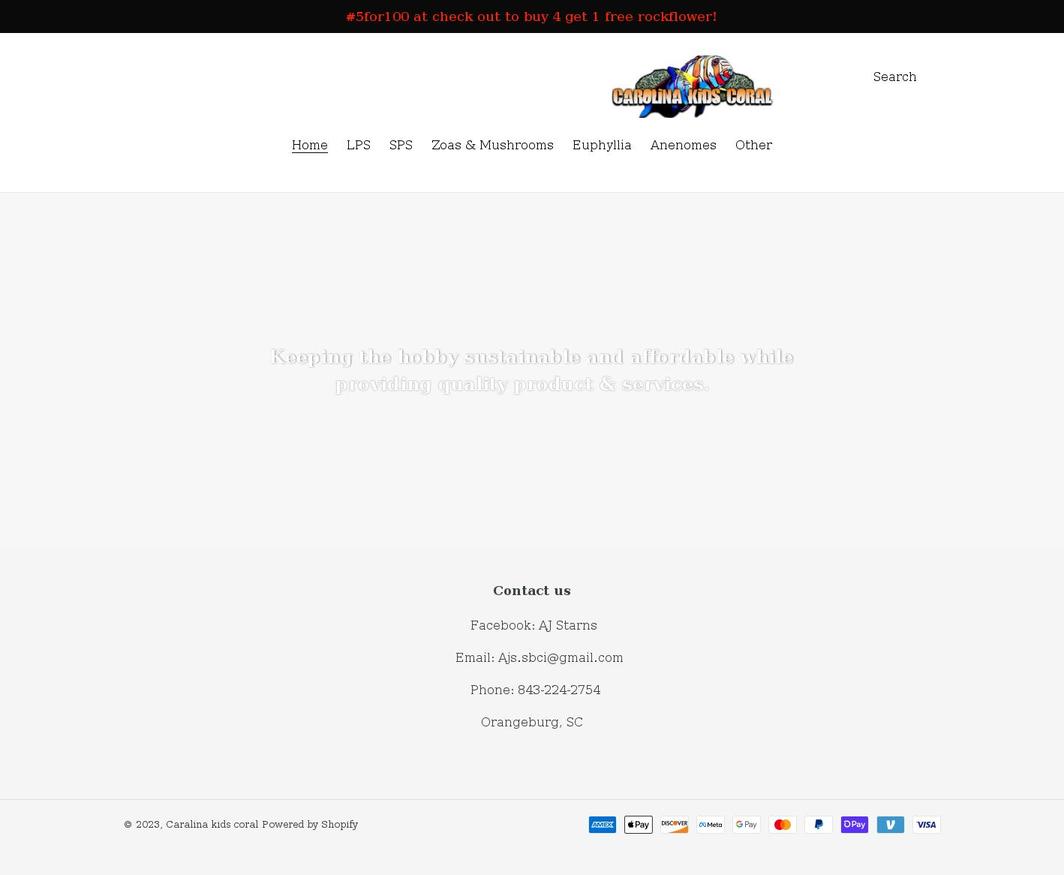 carolinakidscoral.com shopify website screenshot