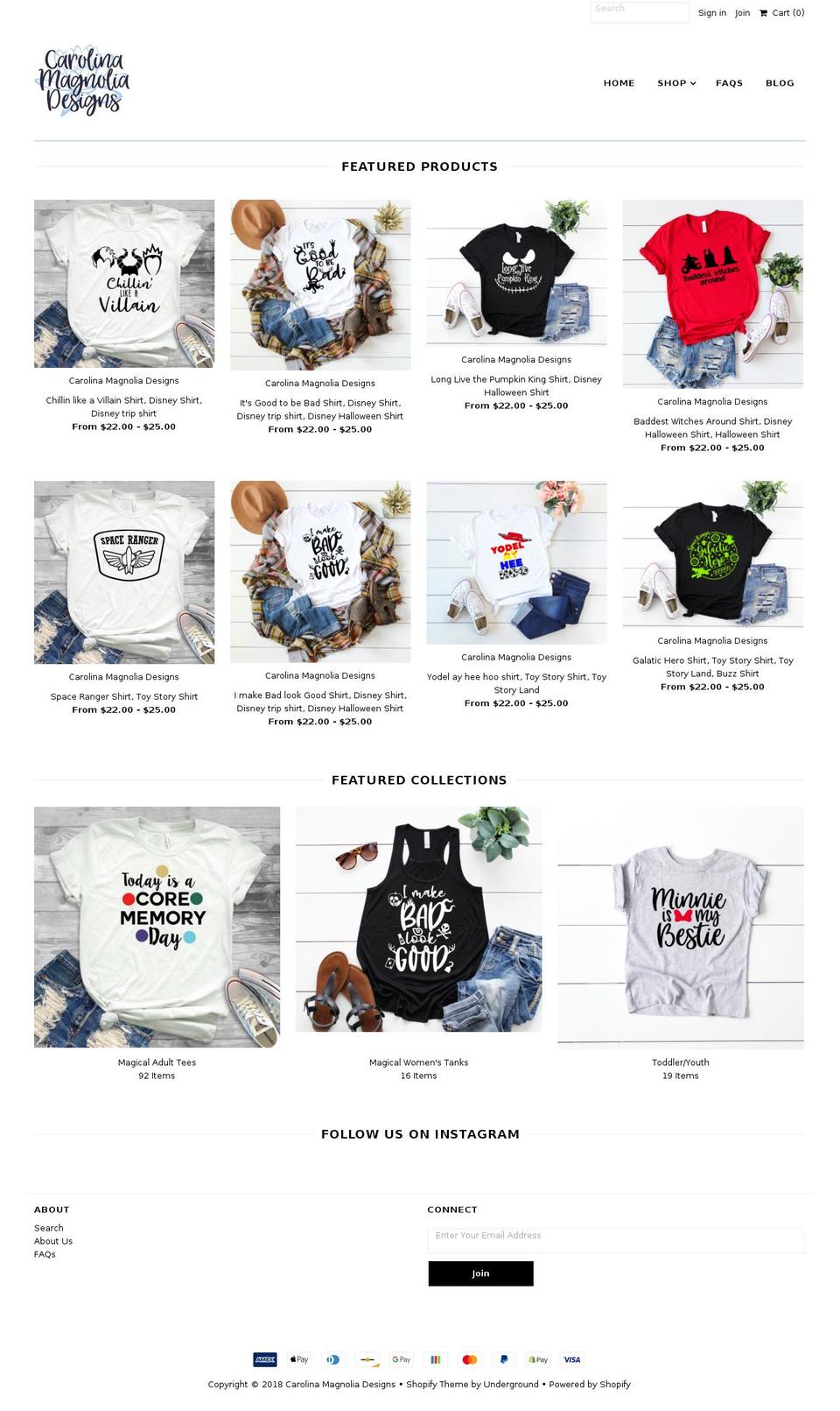 carolinamagnoliadesigns.com — Shopify storefront screenshot