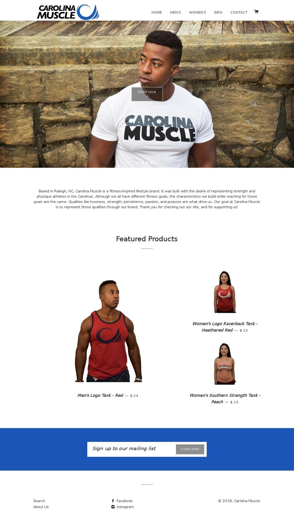 carolinamuscle.com — Shopify storefront screenshot