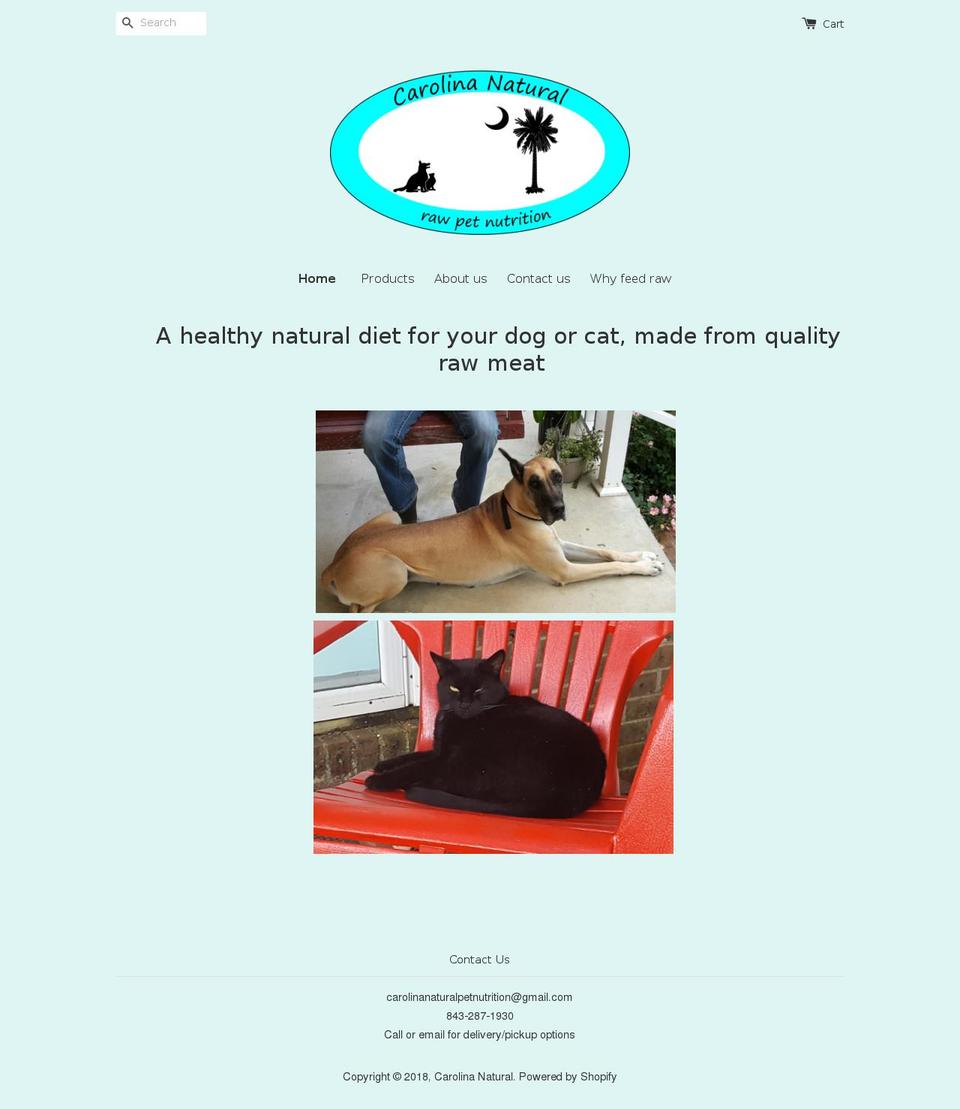 carolinanaturalpetnutrition.com — Shopify storefront screenshot
