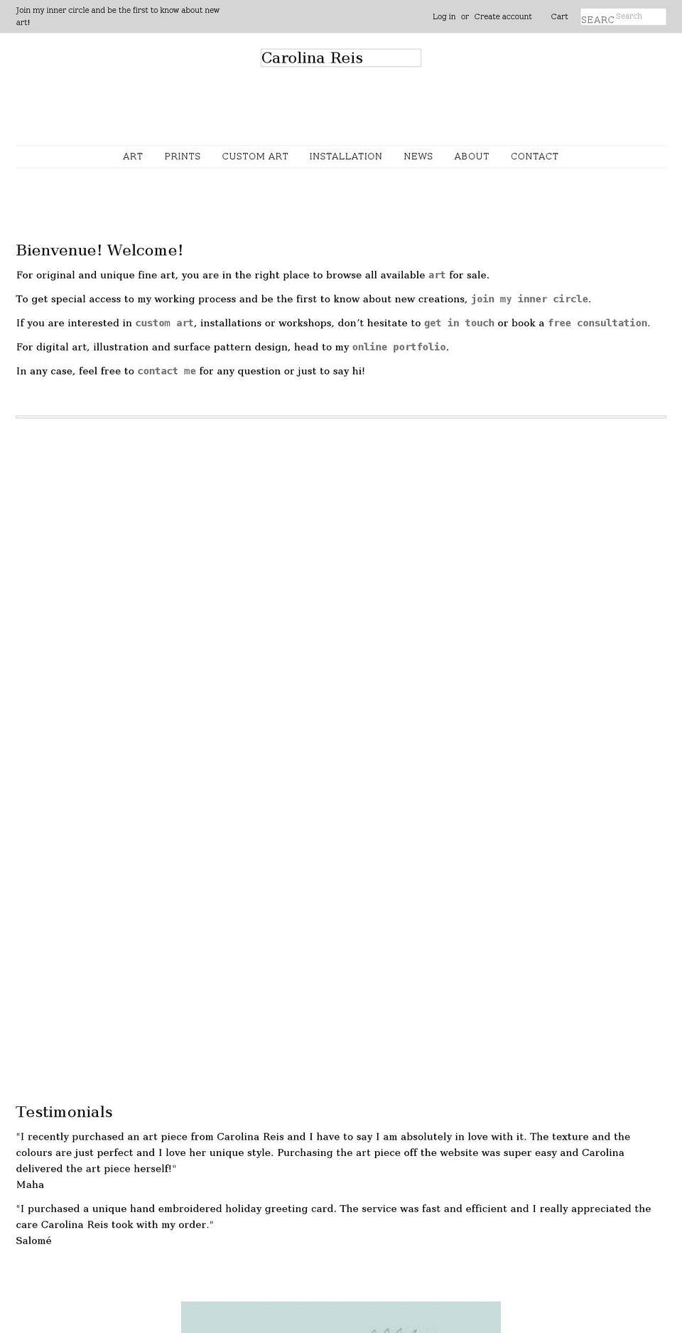 carolinareis.com shopify website screenshot