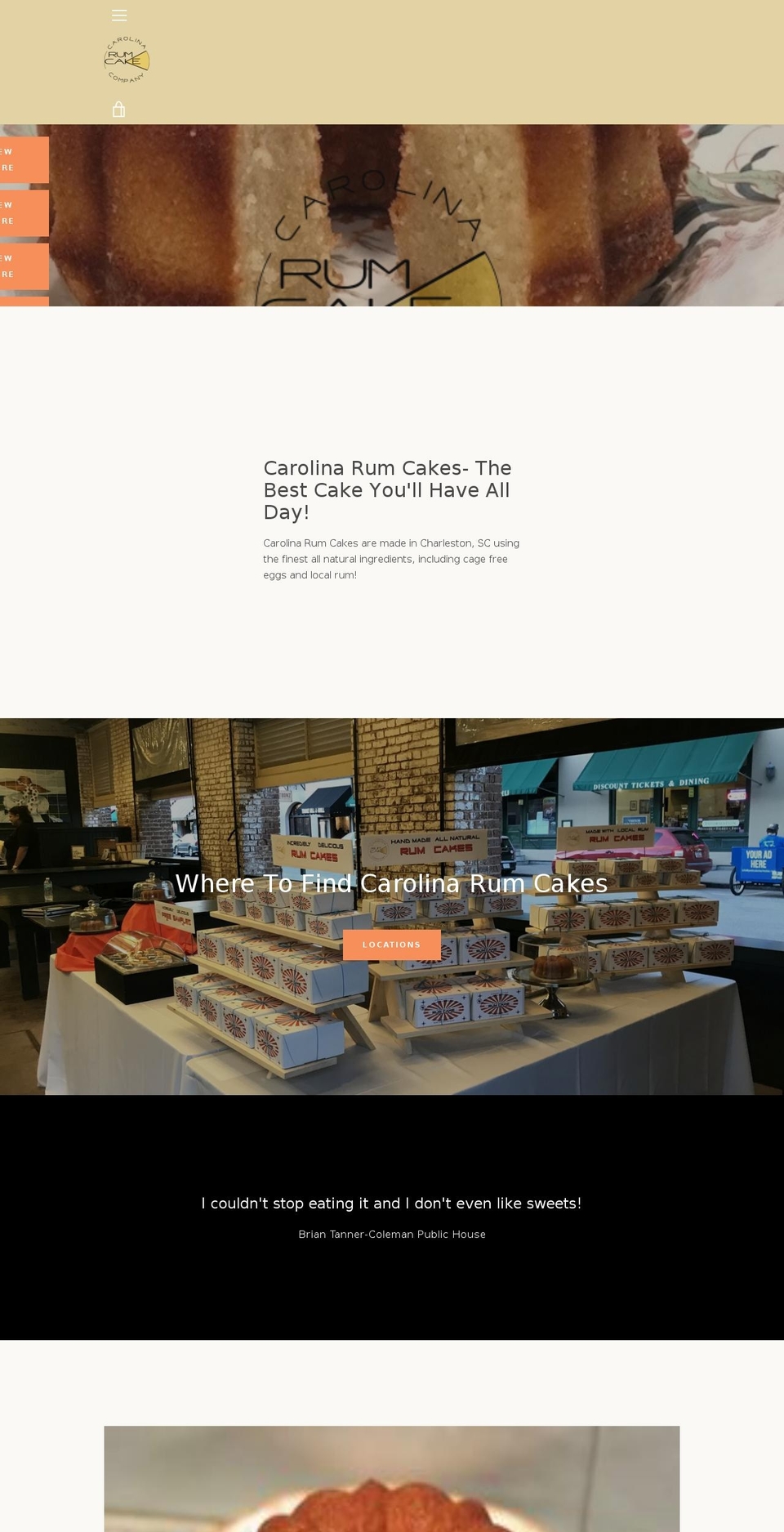 carolinarumcakes.com — Shopify storefront screenshot