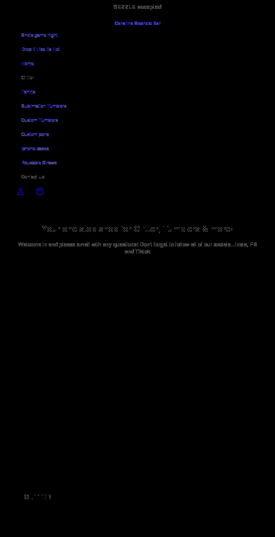 carolinasparklebar.com shopify website screenshot