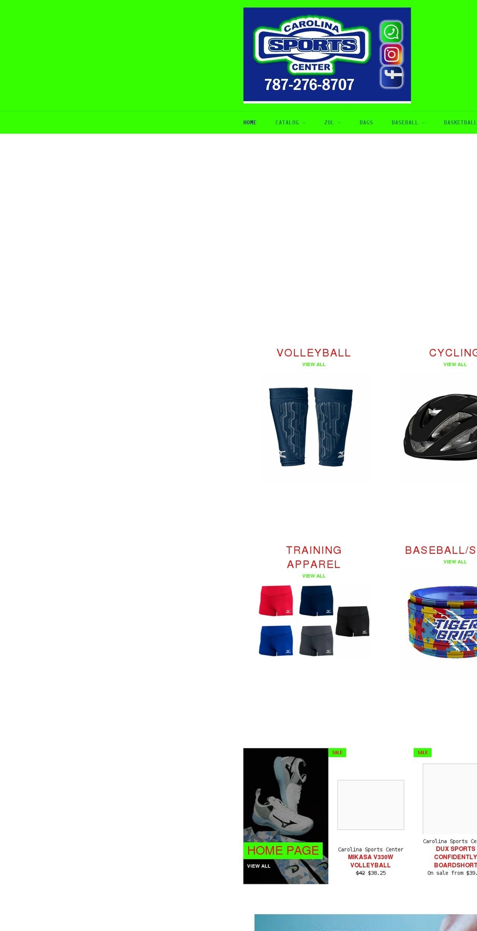carolinasportscenterpr.com shopify website screenshot