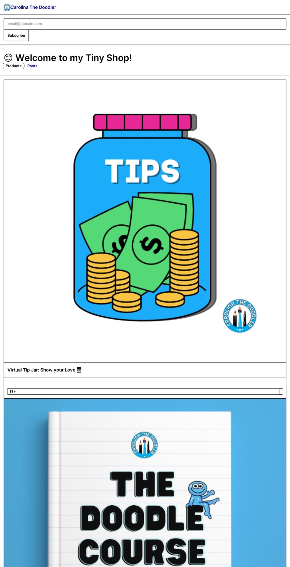 carolinathedoodler.com shopify website screenshot