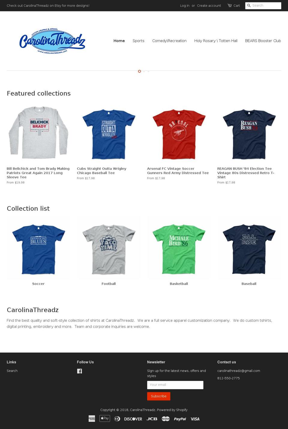 carolinathreadz.com shopify website screenshot