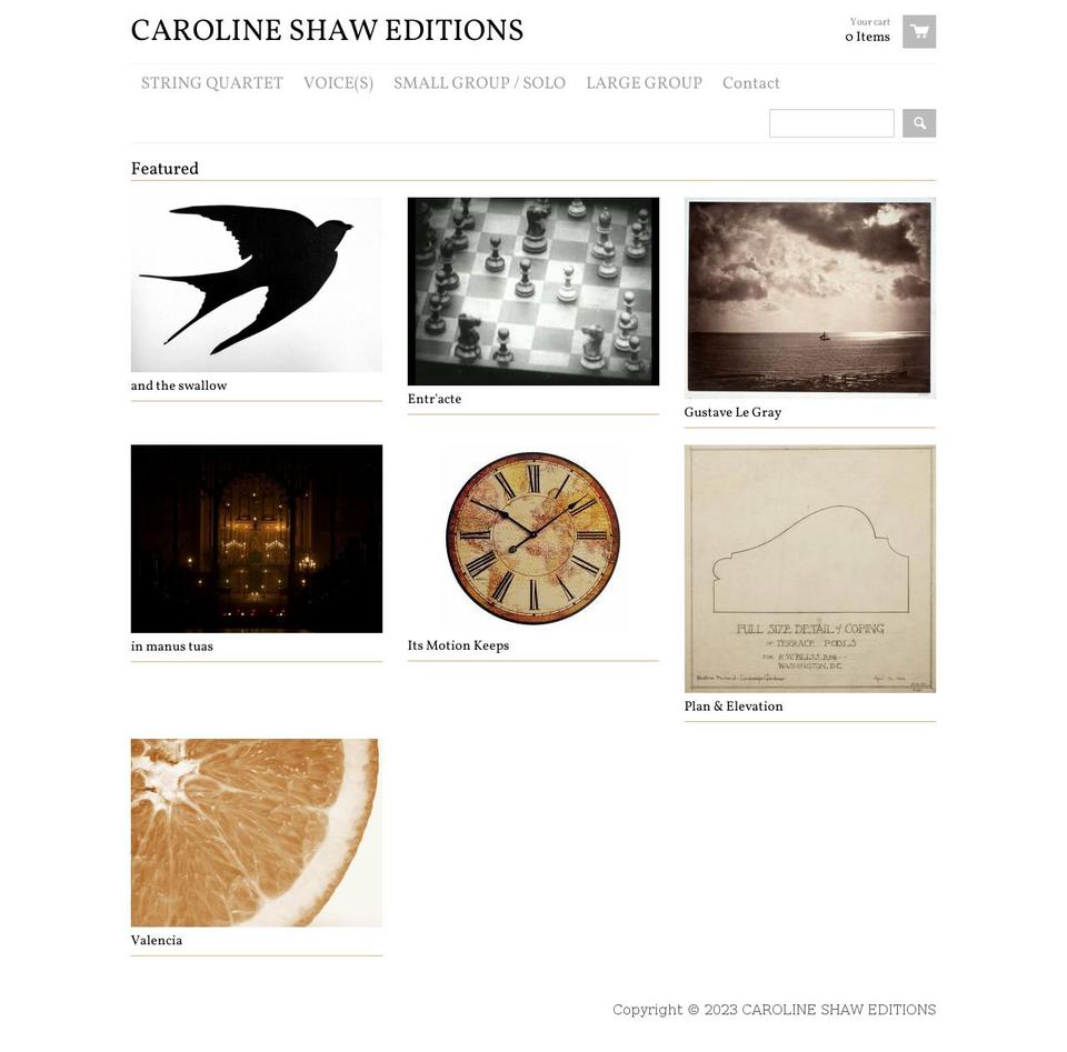 caroline-shaw-editions.myshopify.com shopify website screenshot