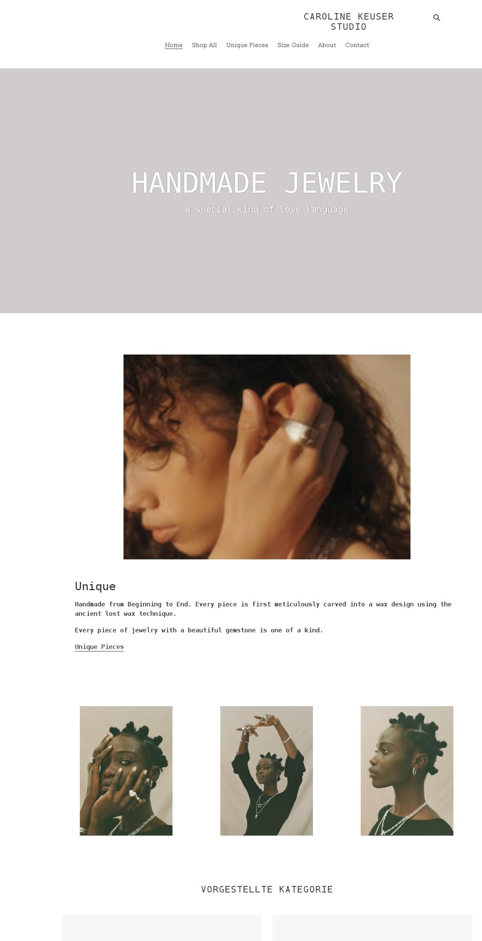 carolinekeuser.com shopify website screenshot
