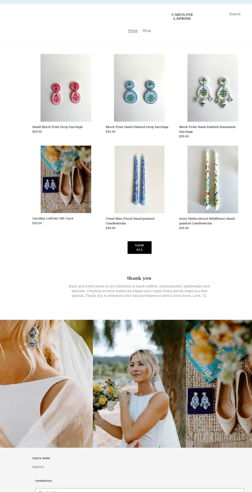 carolinelaprise.com shopify website screenshot
