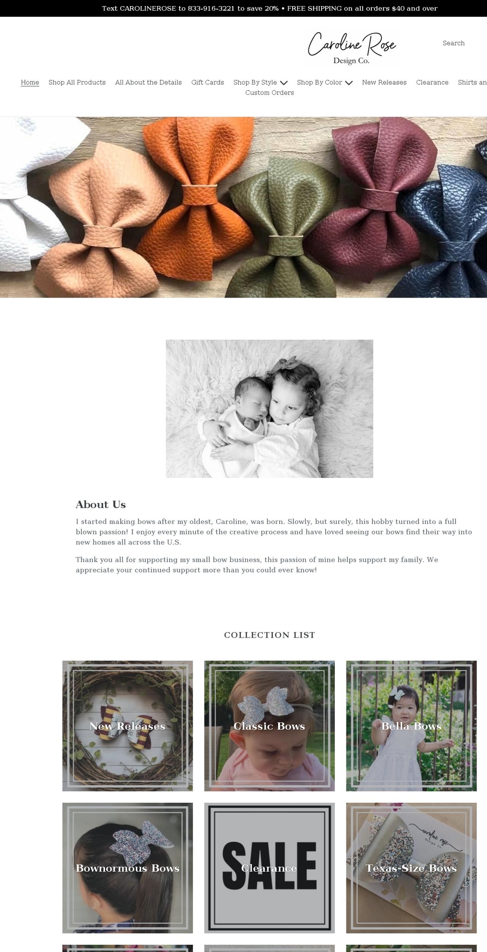 carolinerosedesignco.com — Shopify storefront screenshot