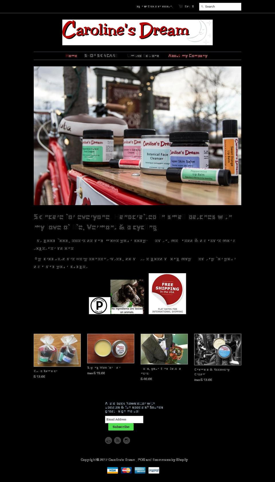 carolinesdream.com shopify website screenshot