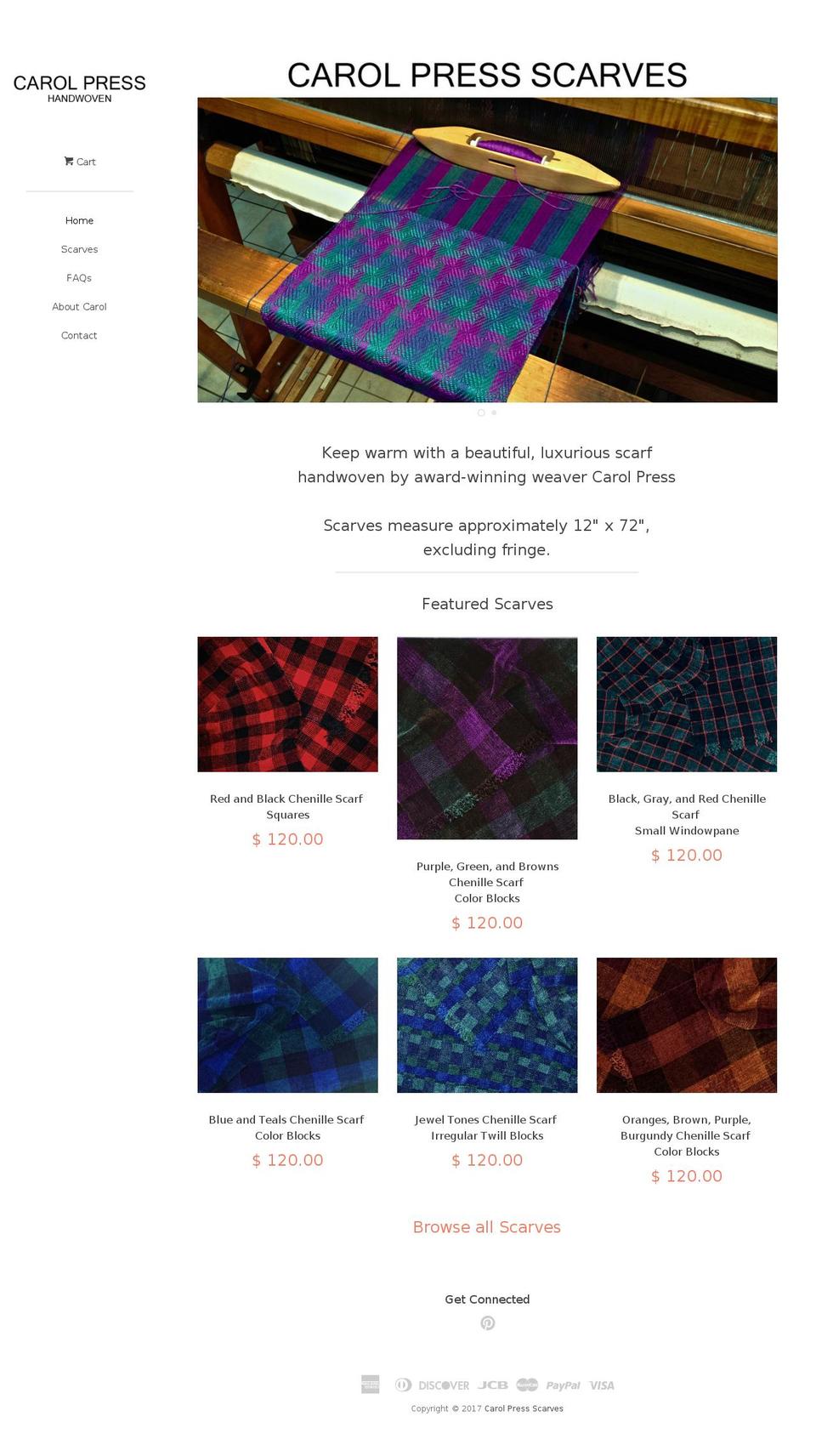 carolpressscarves.com shopify website screenshot