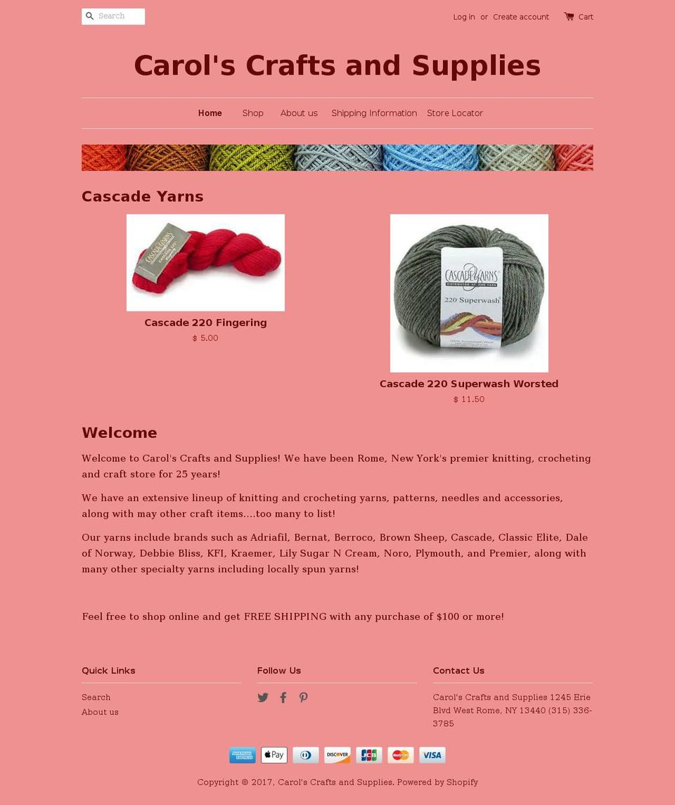 carolscraftsandsupplies.com shopify website screenshot