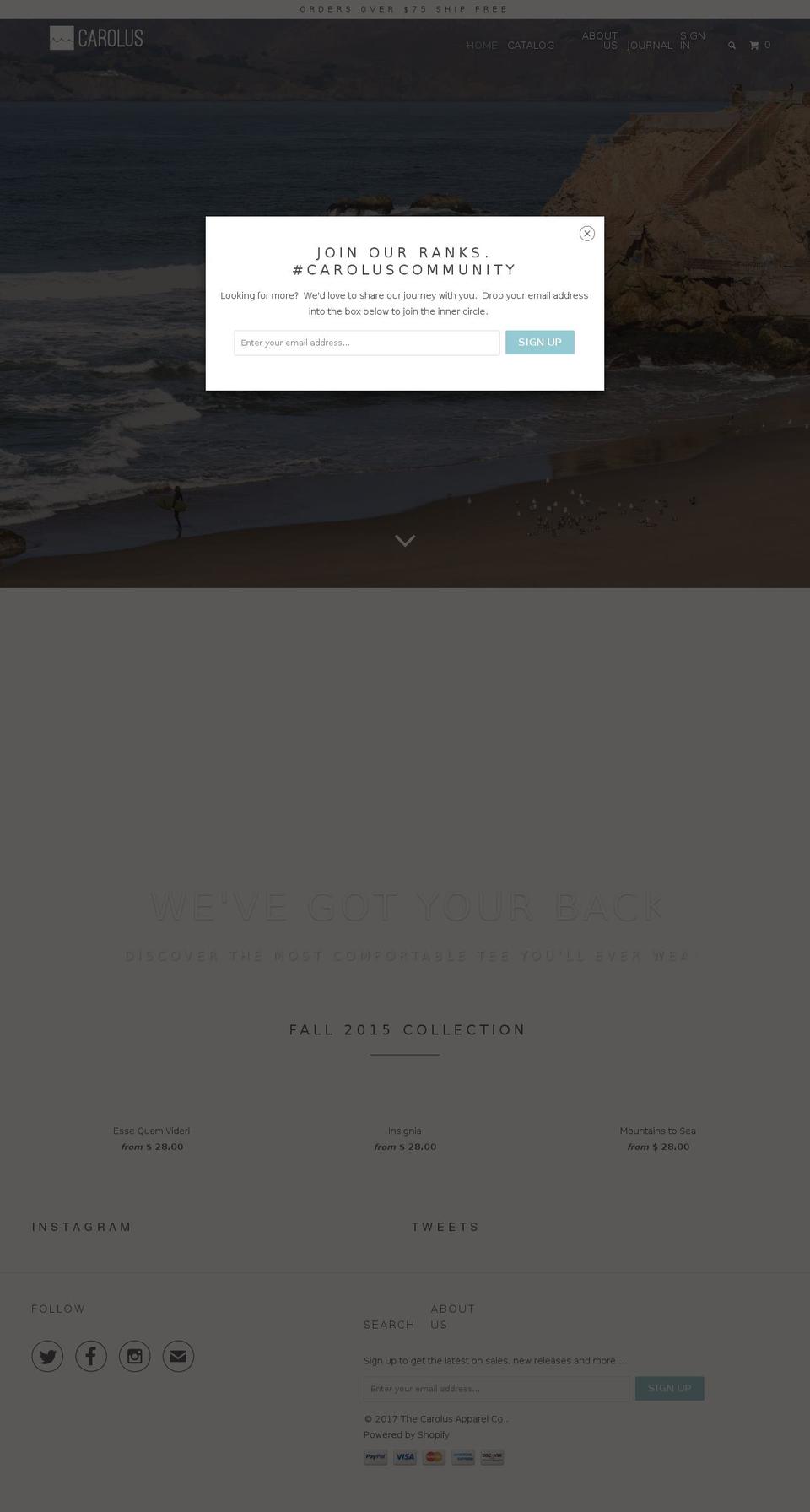 carolusapparel.com shopify website screenshot