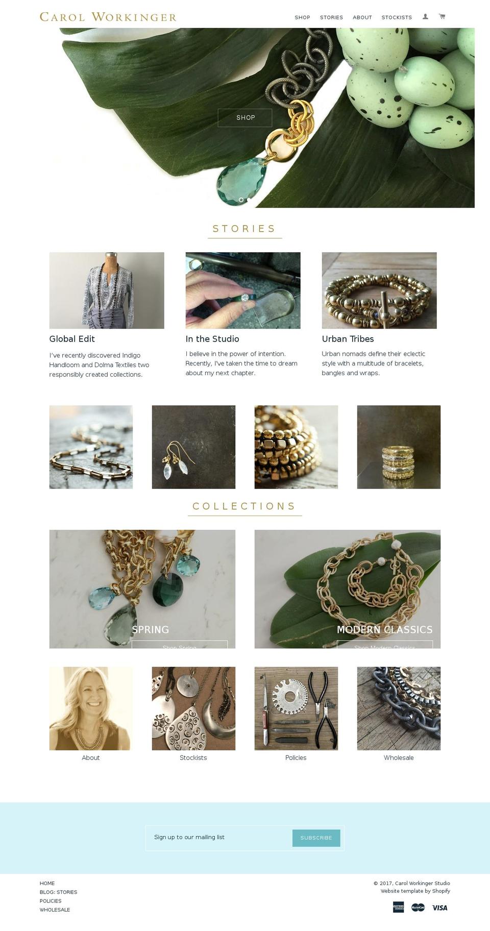 carolworkinger.com shopify website screenshot