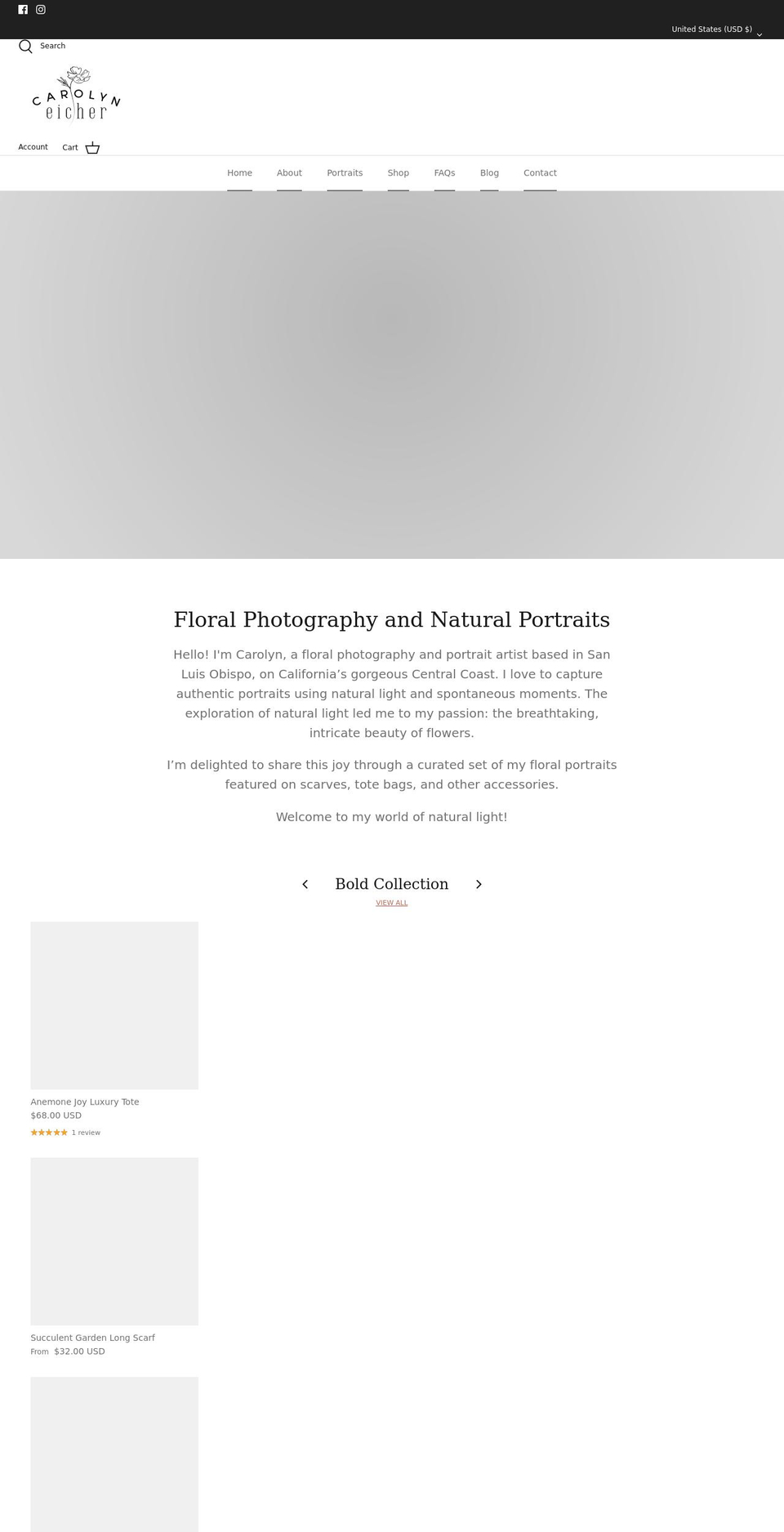 carolyneicher.com shopify website screenshot