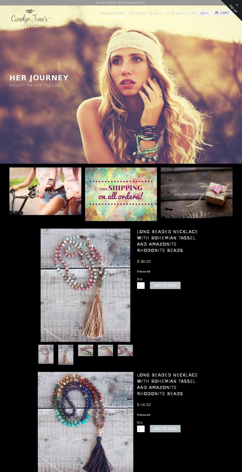 carolynjanesjewelry.com shopify website screenshot