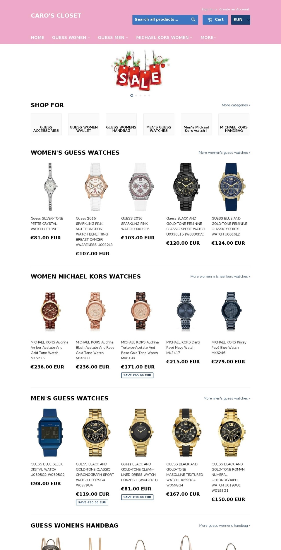 caroscloset.com — Shopify storefront screenshot