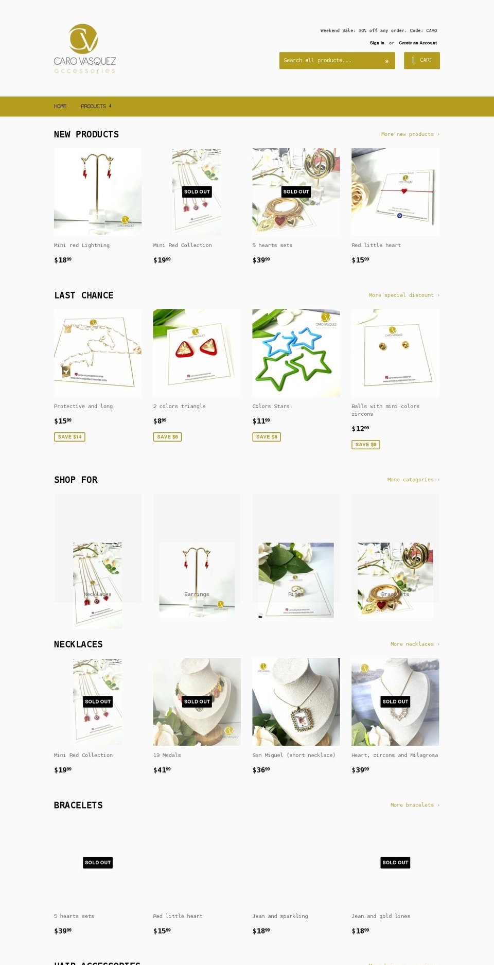 Main Web Shopify theme site example carovasquezaccessories.com