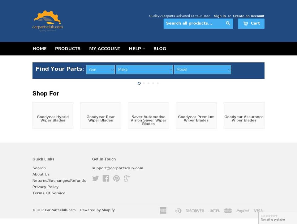 carpartsclub.com shopify website screenshot