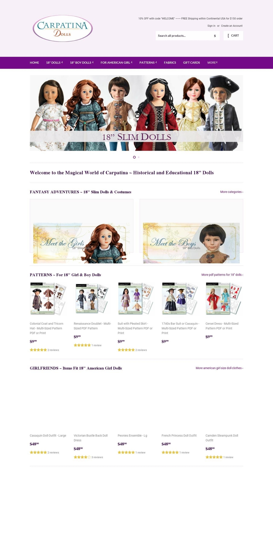 carpatina-dolls.com — Shopify storefront screenshot