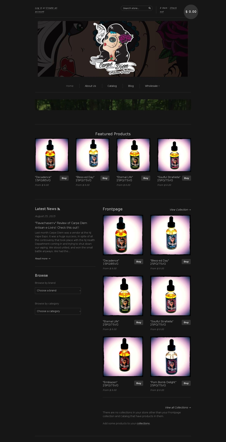 carpediemelixirs.com shopify website screenshot