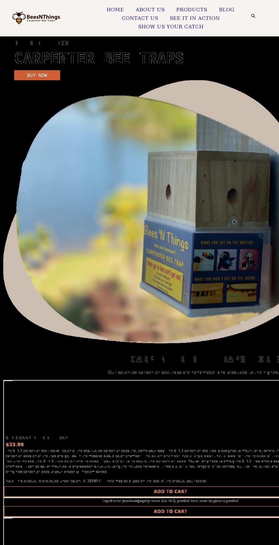 carpenterbeetraps.com shopify website screenshot