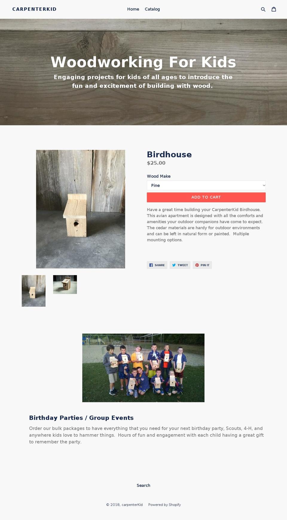 carpenterkid.com — Shopify storefront screenshot
