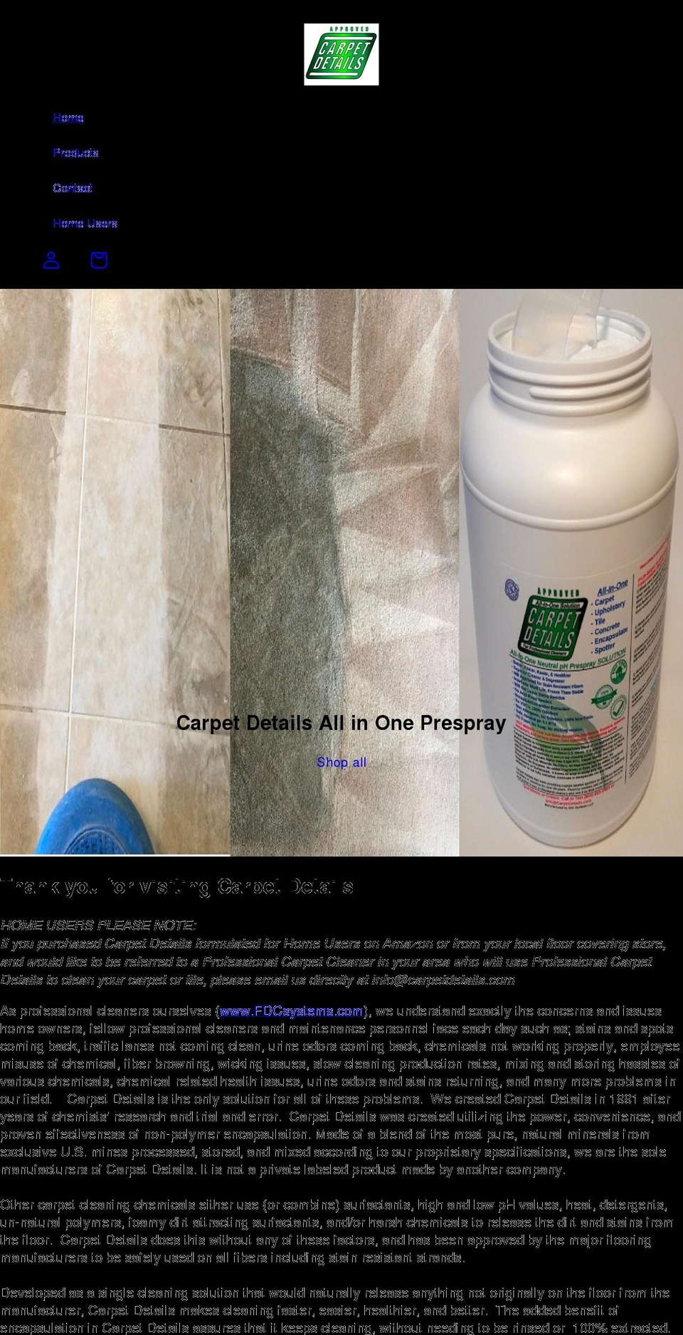 carpetdetails.com shopify website screenshot