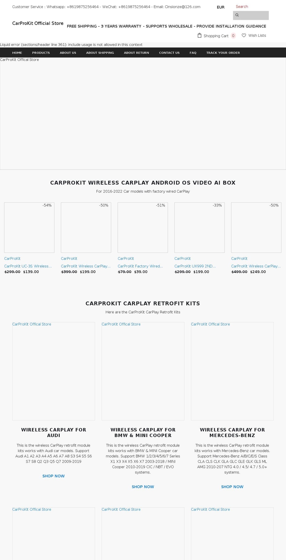 carprokit.com shopify website screenshot