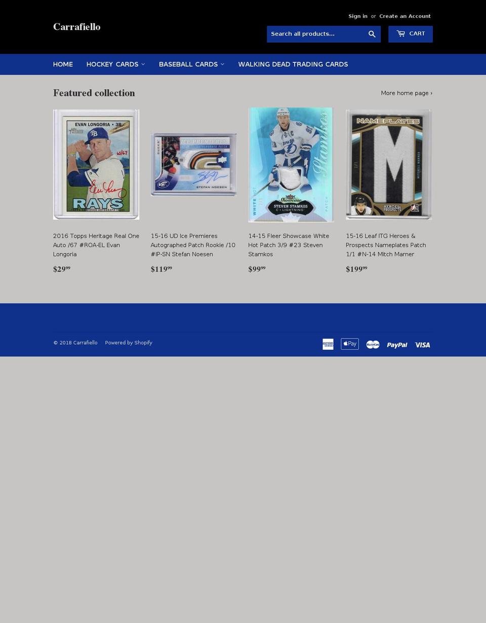 carrafiello.com — Shopify storefront screenshot