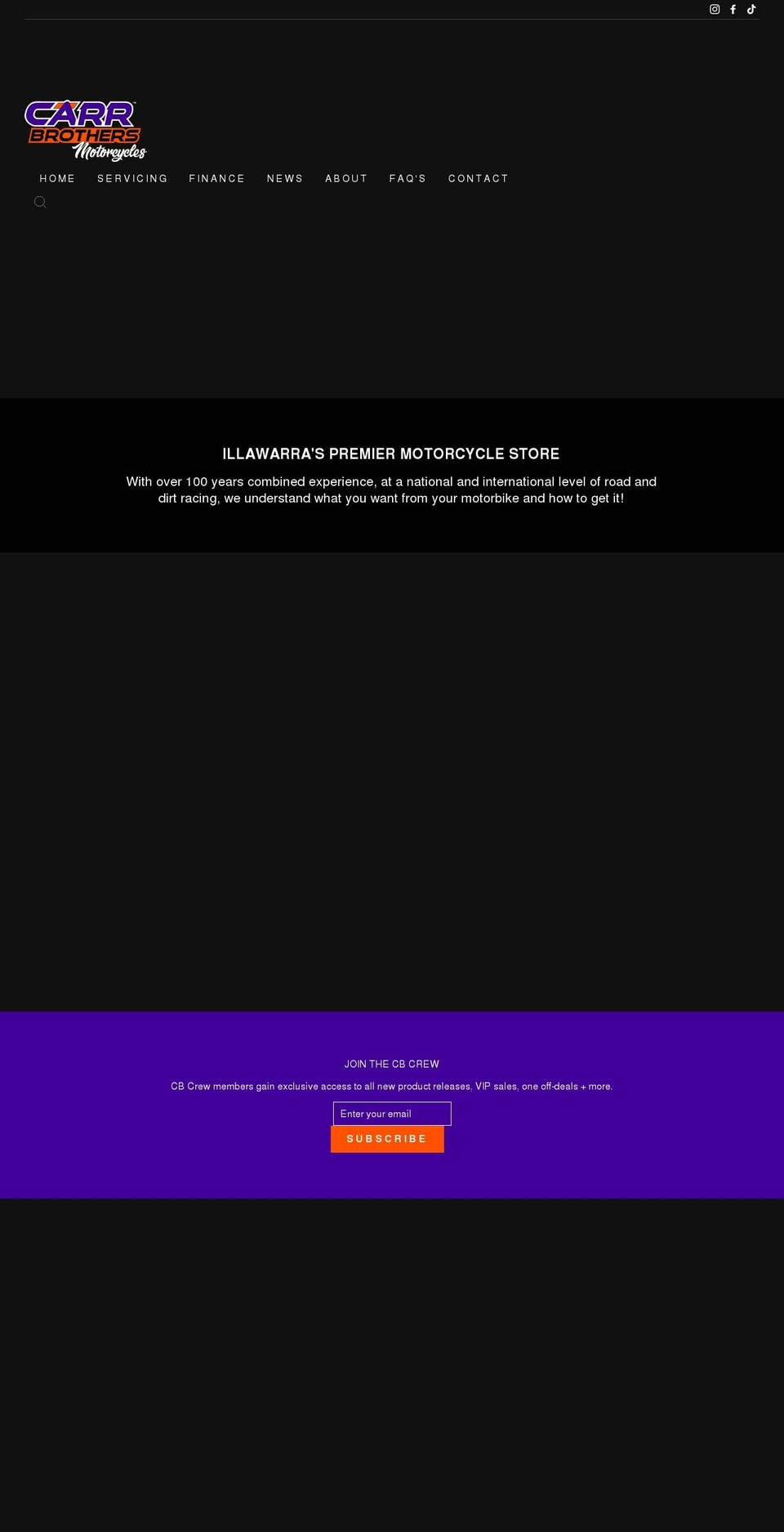 carrbrothersmotorcycles.com.au shopify website screenshot