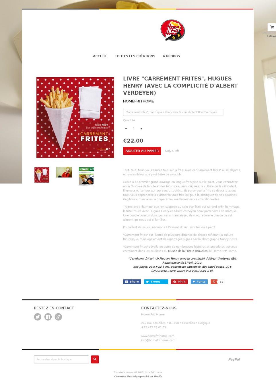 carrementfrites.be shopify website screenshot