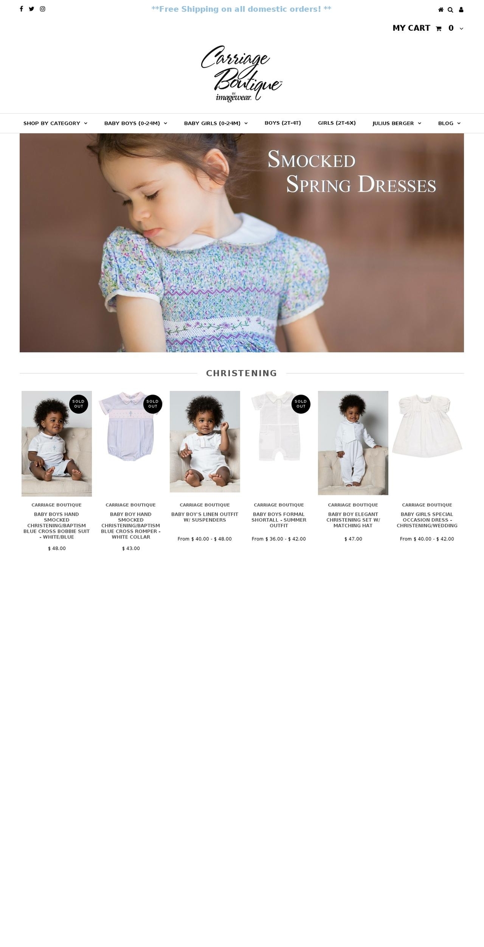carriageboutique.net shopify website screenshot