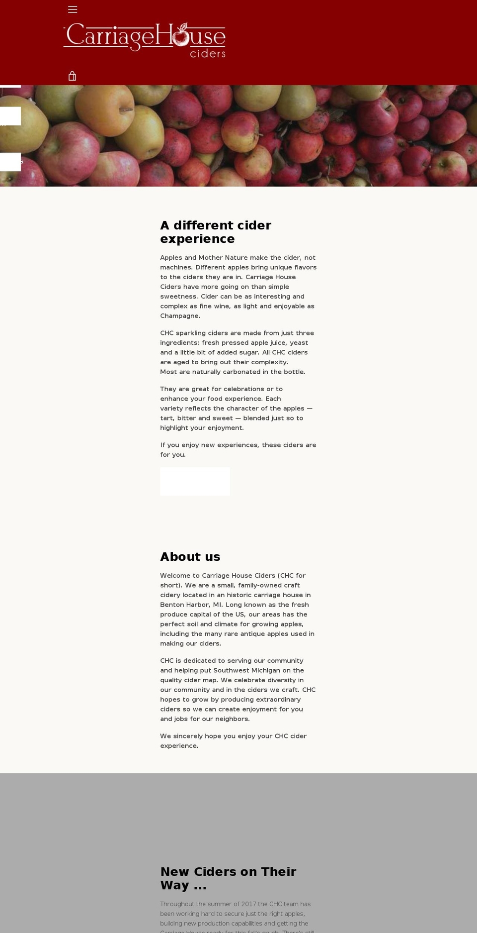 carriagehouseciders.com — Shopify storefront screenshot