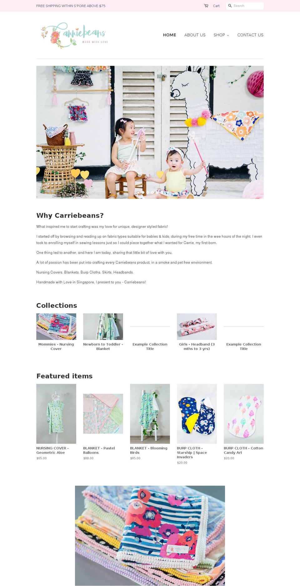 carriebeans.com shopify website screenshot