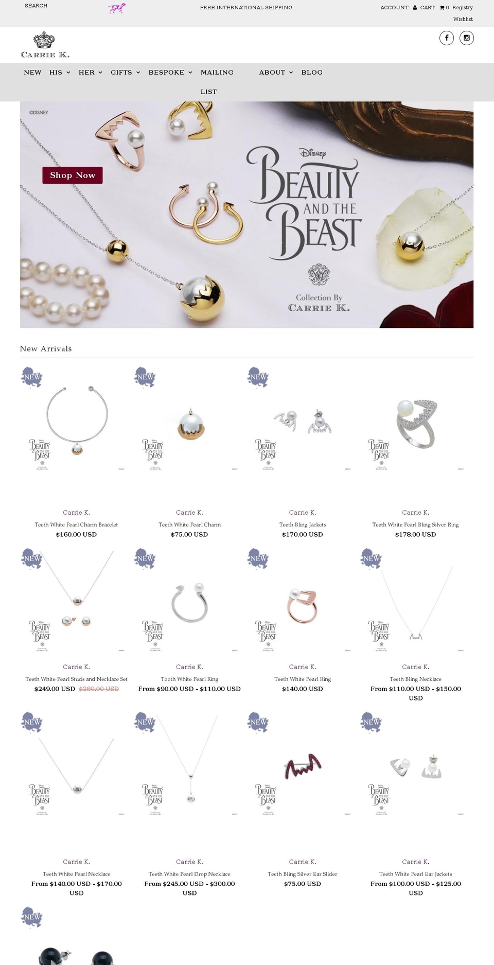 carriekjewelry.com shopify website screenshot