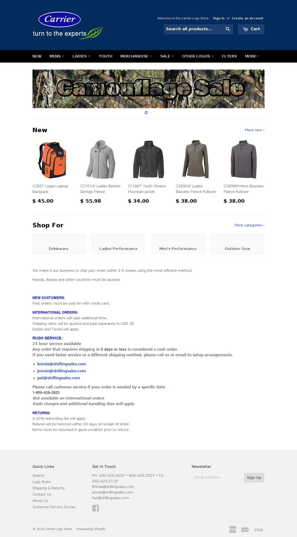 carrierlogostore.com — Shopify storefront screenshot