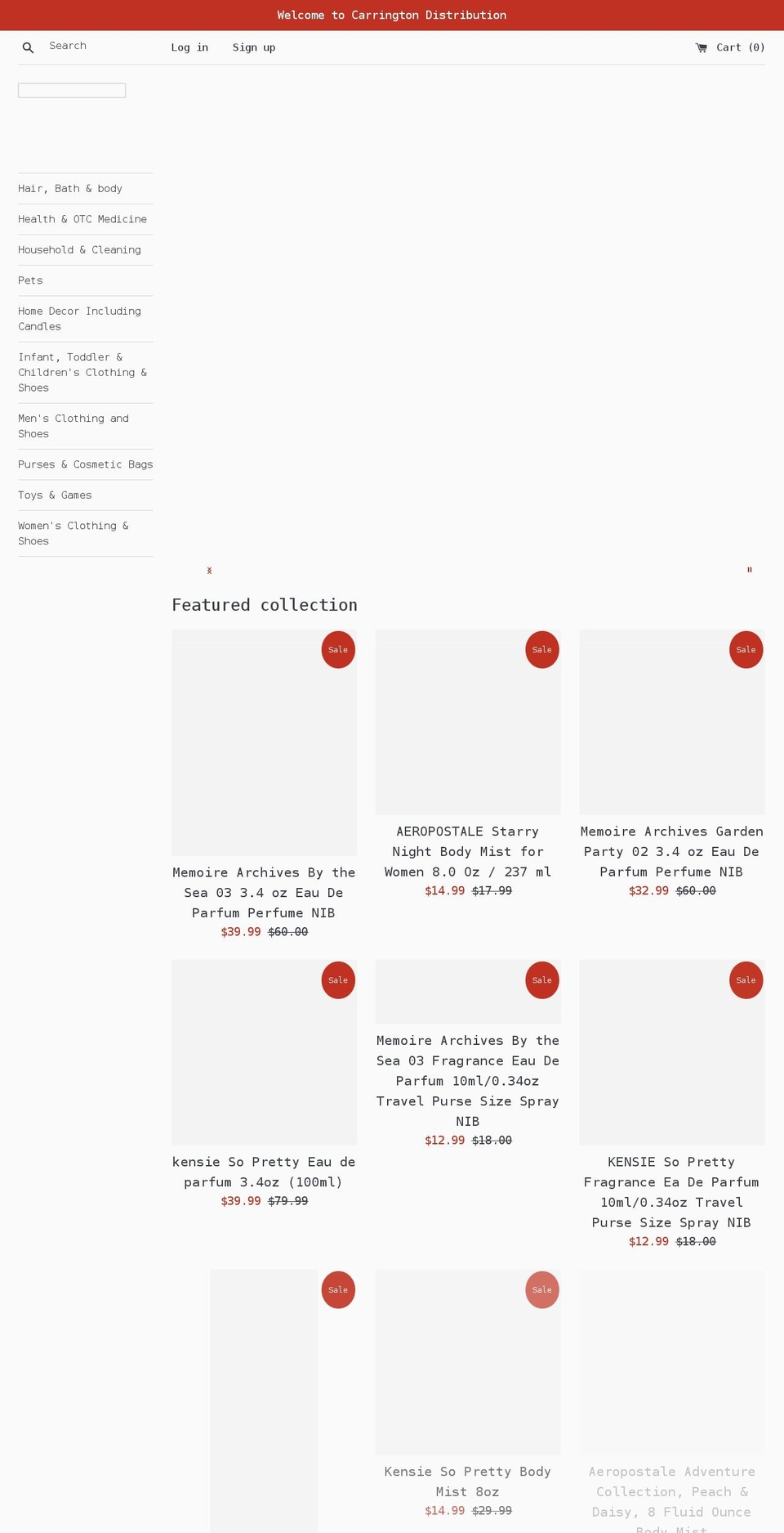 carringtondistribution.net shopify website screenshot