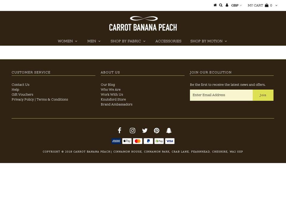 carrotbananapeach.com shopify website screenshot