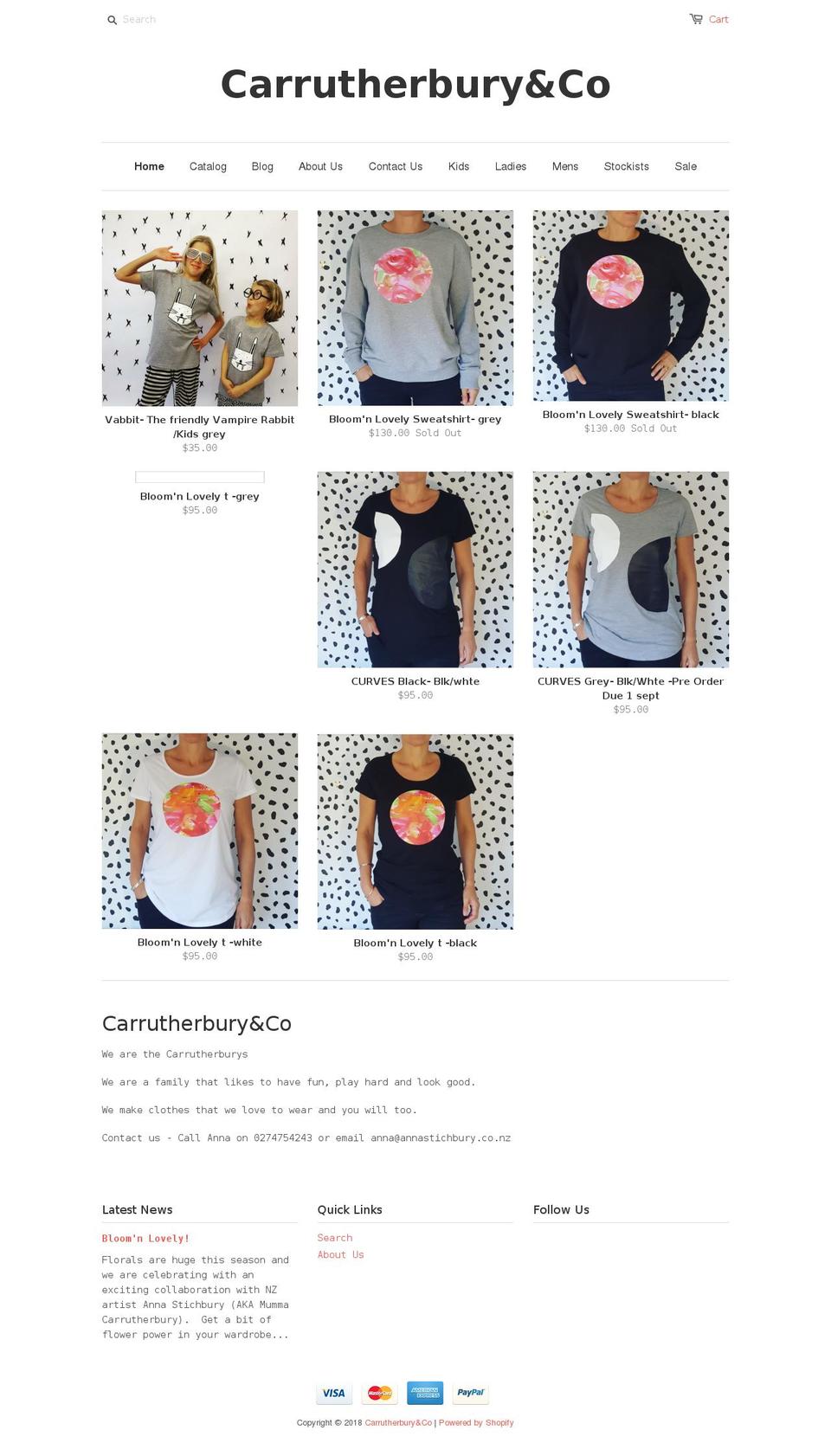 carrutherbury.com — Shopify storefront screenshot