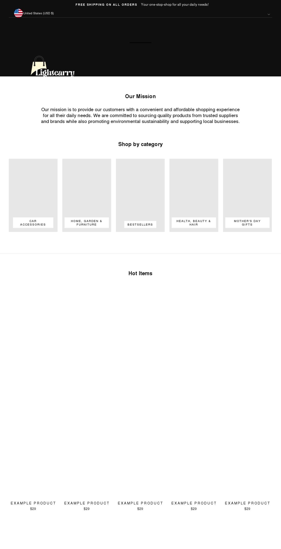 carrylight.net shopify website screenshot