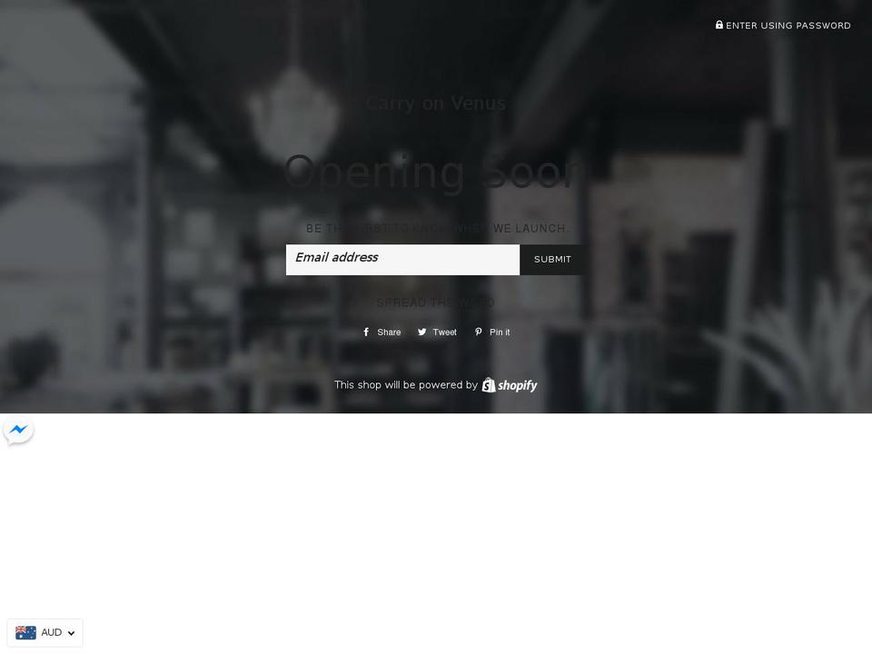 carryonvenus.com shopify website screenshot