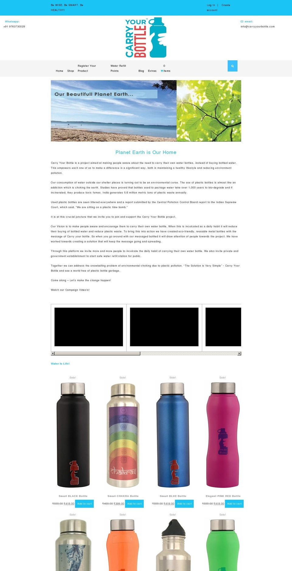 carryyourbottle.com shopify website screenshot