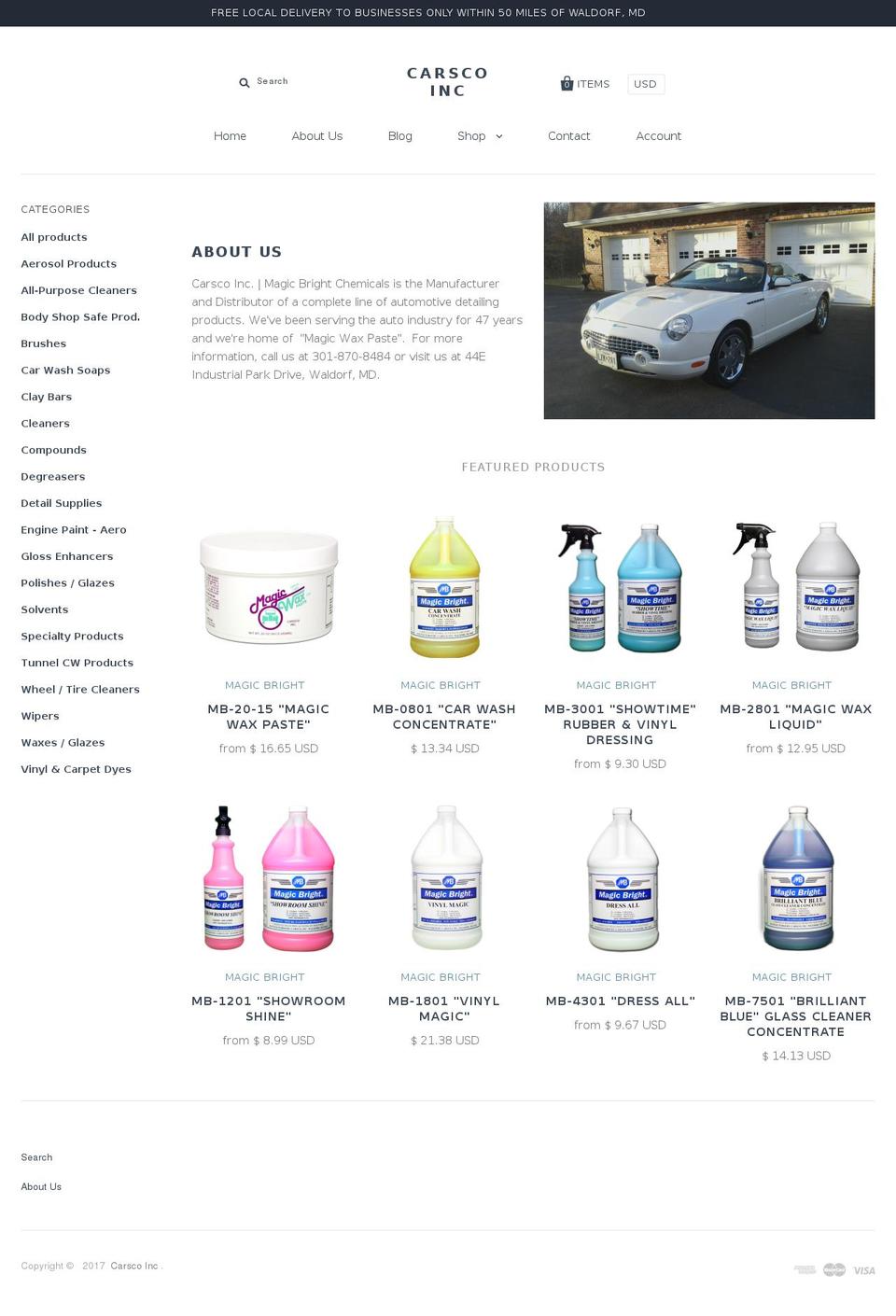 carscoinc.com shopify website screenshot